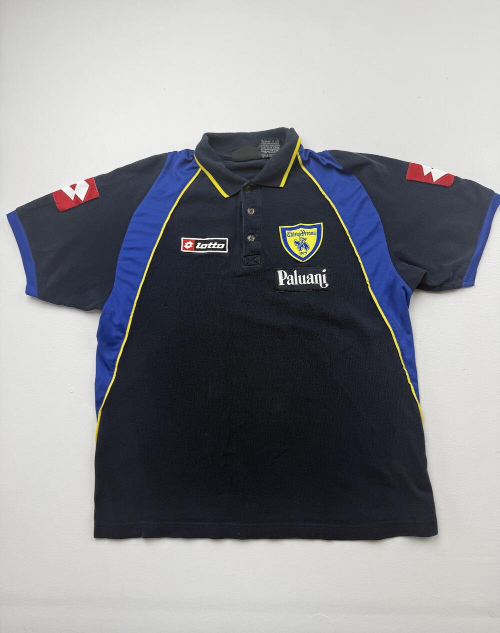 Chievo Verona Jersey Mens Large Blue Yellow Soccer Football Lotto Paluani